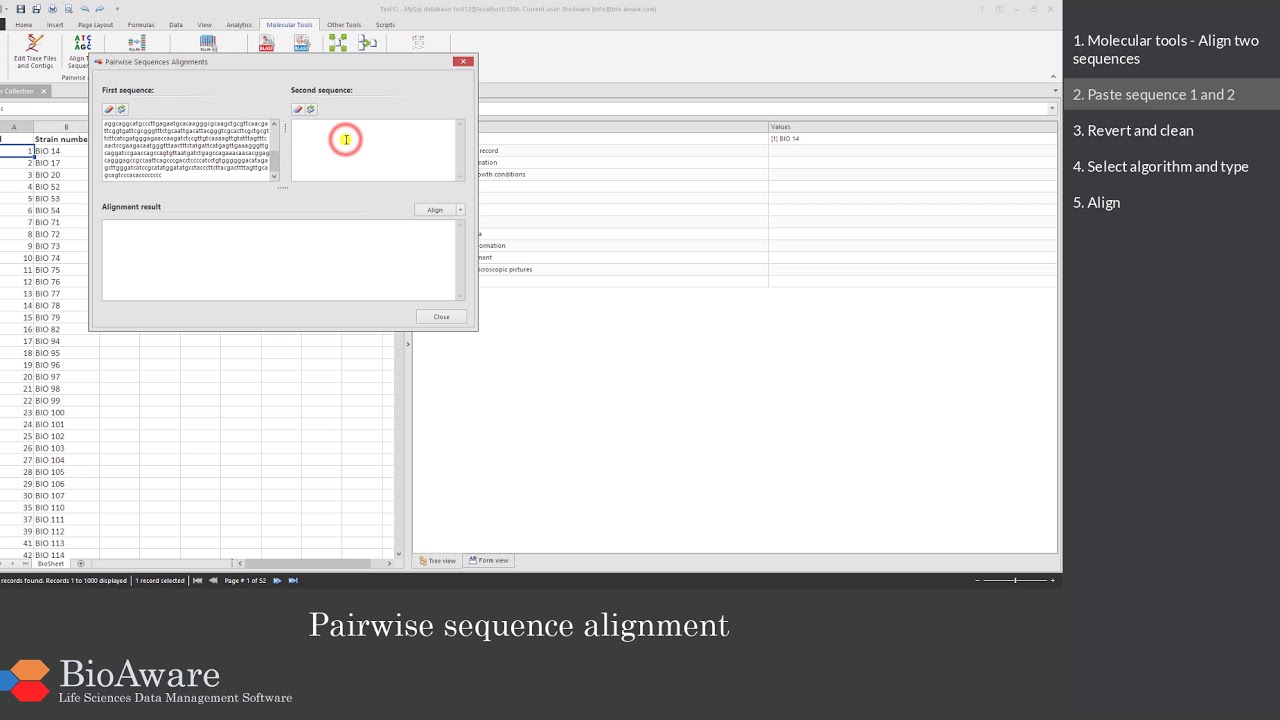BioloMICS: Pairwise sequence alignment - YouTube