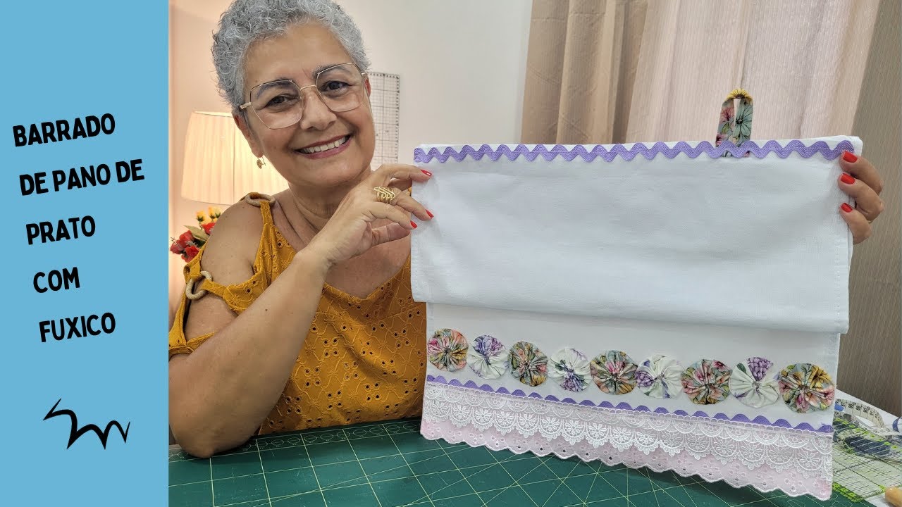 COMO fazer BARRADO de pano de PRATO com FUXICO, bem fácil, FAÇA E VENDA