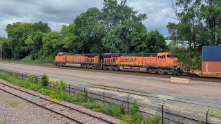 BNSF stack train climbs the Midway