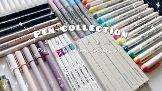 Pen Collection Swatches 2024 🌸 | pens, highlighters, brushes | aesthetic stationery