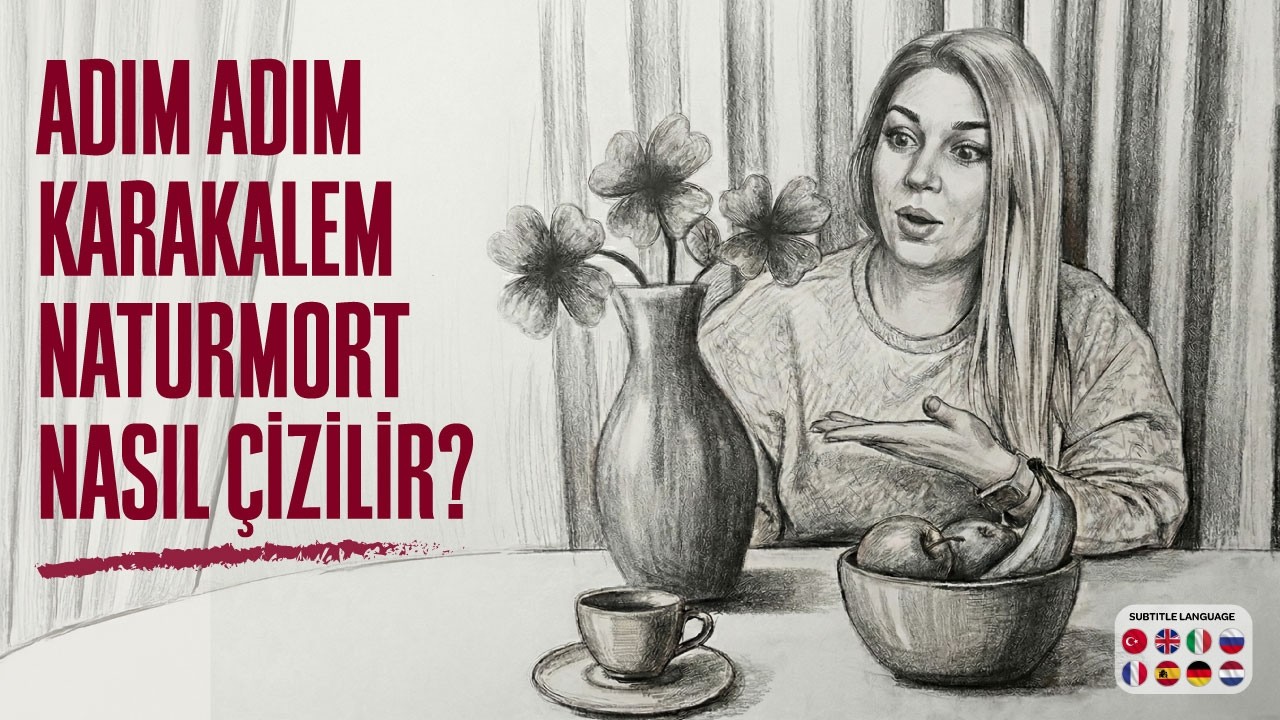 Рисование с детьми | Как шаг за шагом нарисовать натюрморт углем?