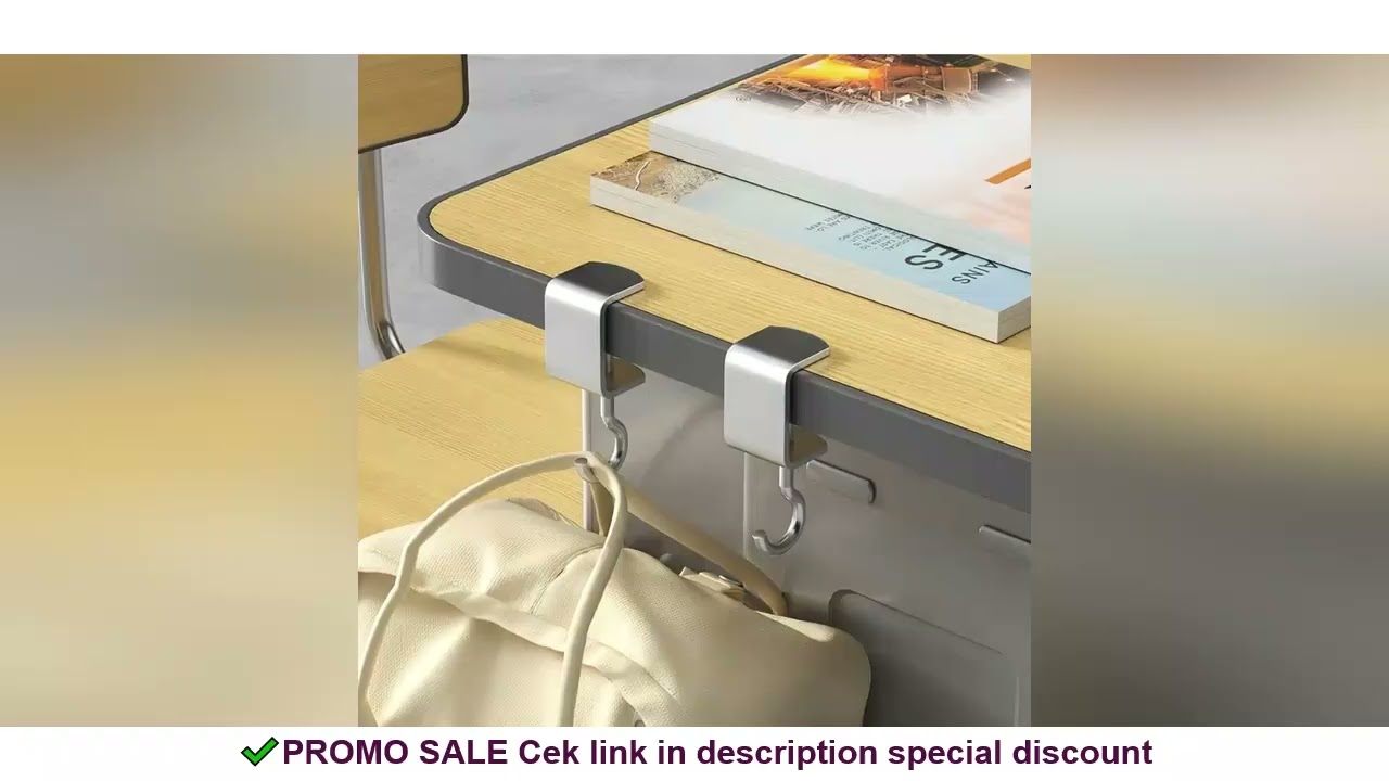 2pcs 360 Rotatable Steel Table Hooks - Detachable, Non-Destructive Installation for Office Desks, Sc