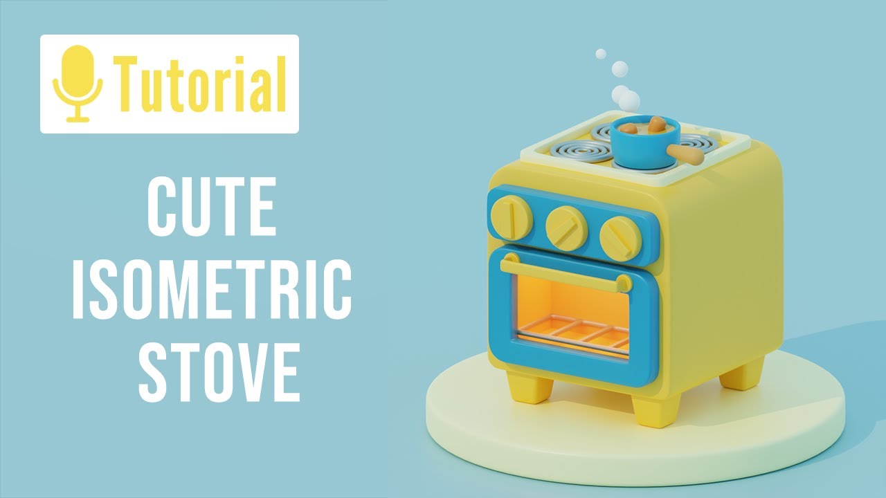 Cute isometric stove - Blender 3D Beginner tutorial