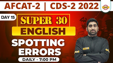 ENGLISH FOR AFCAT 2 / CDS 2 2022 | ENGLISH CLASS | ENGLISH SPOTTING ERRORS | ENGLISH BY NITIN SIR