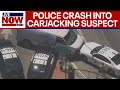 Crazy police chase: Suspect carjacks 3 vehicles during high-speed pursuit in LA | LiveNOW from FOX