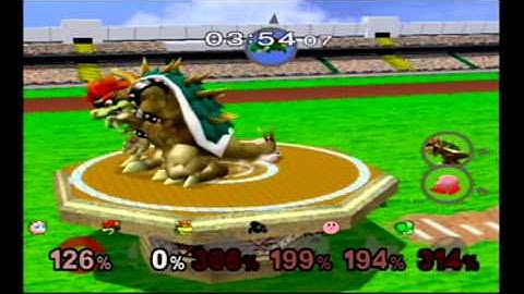 Super Smash Bros Melee Debug Menu Fun - 6-Players on Home Run Contest - 7 Mins