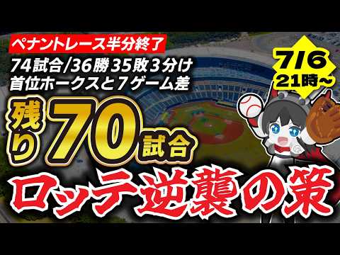 【残り70試合】ペナントレース半分終了‼千葉ロッテマリーンズ逆襲の策語り配信‼