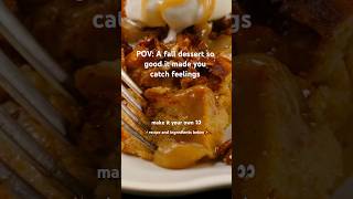 Easy Pumpkin Bread Pudding 🍁 Make Ahead Dessert with Buttery Caramel Sauce #shorts #easybaking