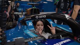 TWICE TZUYU GETTING IN THE WILLIAMS F1 RACE CAR at Singapore Grand Prix