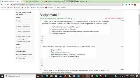 NPTEL Software Engineering Week 1 Quiz1 Solution