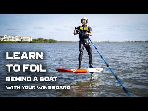 Foiling behind a boat with a wing board