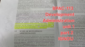 BPAC-113 Development Administration Unit 1 Part 2 IGNOU CONCEPT OF DEVELOPMENT ADMINISTRATION