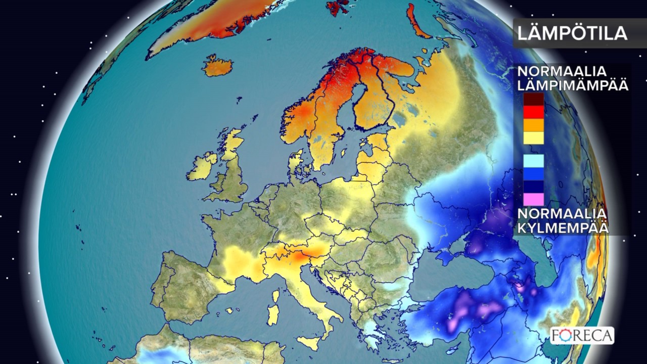 Kuukausiennuste lämpötiloista 13.12.2016: Sää lauhtuu jouluviikolla