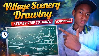 ✍️✍️Art Village scenery drawing steb by step video✍️🙏🙏 #shortvideo #youtubepost #youtubeshorts #art 
