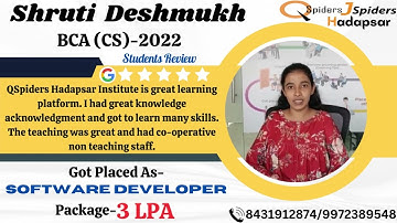 QSPIDERS/JSPIDERS HADAPSAR STUDENT GOT PLACED AS SOFTWARE DEVELOPER, CONGRATULATIONS SHRUTI
