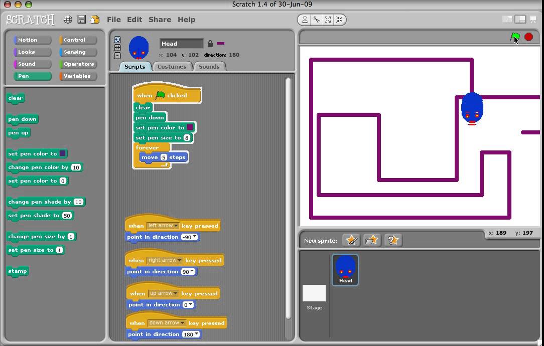 How to make a google snake game in Scratch