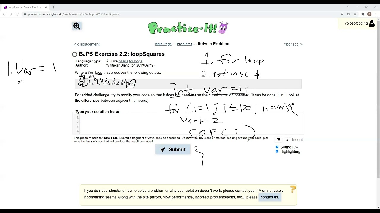 Exercise 2.2 (loopSquares) Java Tutorial || Practice-It