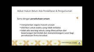 Kuliah Perusahaan Bukan Badan Hukum Part 2 - Firma