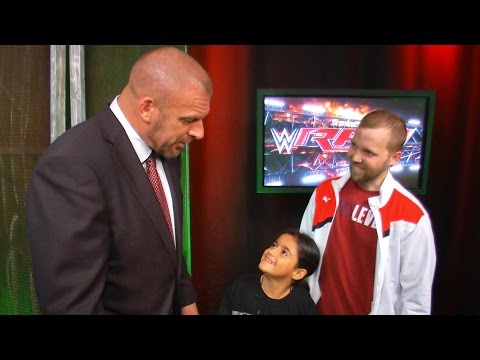 Triple H surprises fans Billy and Bianca backstage at Raw