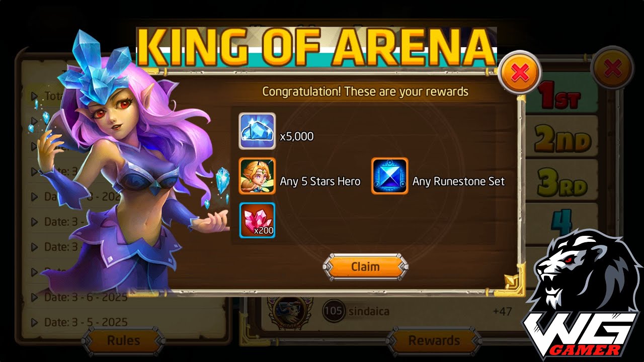 Heroes Legend - Campeonato King Of Arena (Top Arena Rewards) " Fui