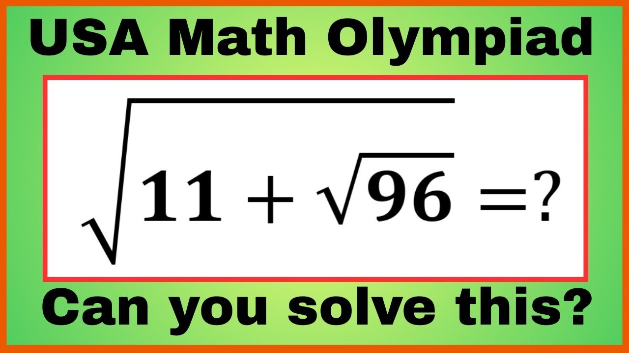USA | A Very Nice Square Root Algebra Olympiad Problem | Can You Solve ...