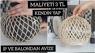 CHANDELIER LAMP/DIY/Recycle/Making a Chandelier Lamp from Rope and Balloon