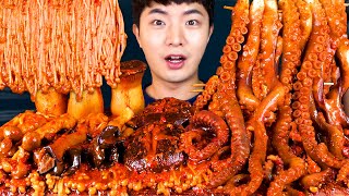 MUKBANG ASMRㅣWOW! Spicy Assorted Mushroom Octopus Legs Eat🔥Korean Seafood 후니 Hoony Real Eating Sound