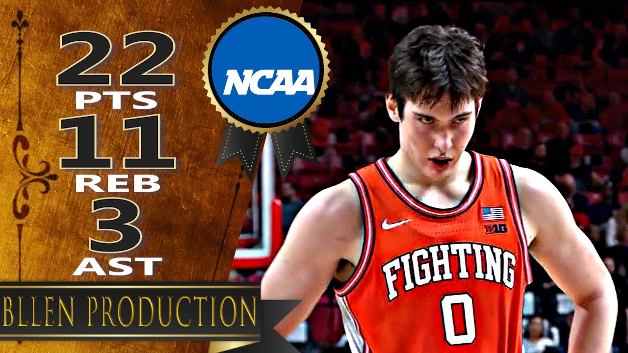 David Mirkovic - 22 Pts, 11 Reb Highlights｜Illinois Fighting Illini vs Maryland Terrapins｜2026.03.08