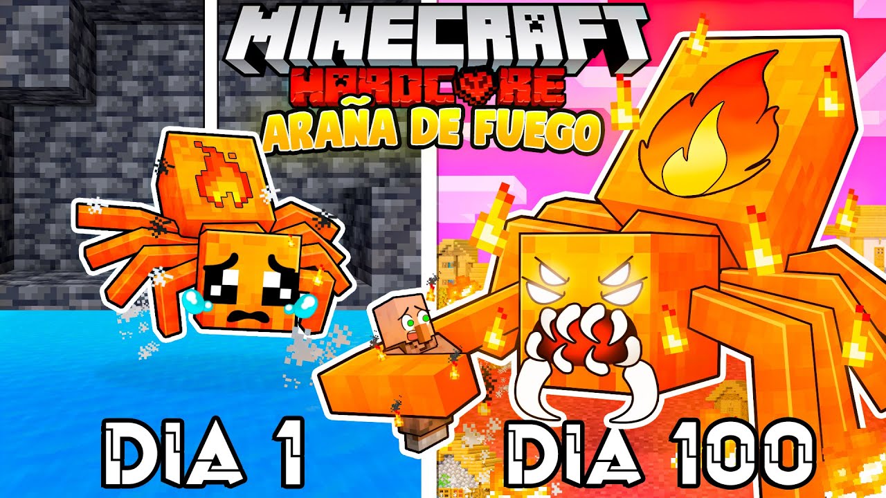 🟥SOBREVIVÍ 100 DÍAS como ARAÑA DE FUEGO en MINECRAFT HARDCORE!