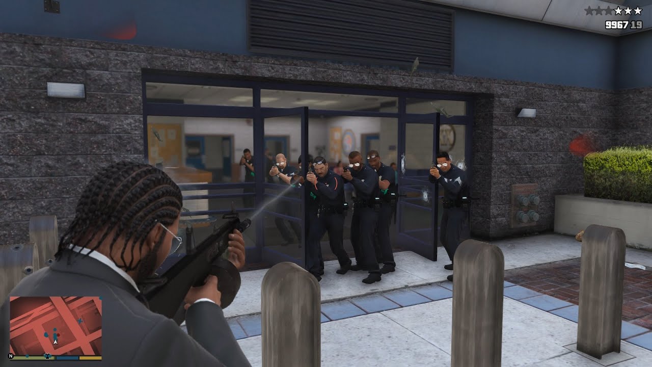 GTA 5 Police Station Massacre + APC Tank Rampage + 10 Star Wanted Level Escape (RDE 4.1.3)