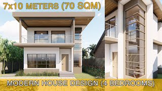 Modern House Design Idea (7x10 meters) 70sqm with 4 bedrooms