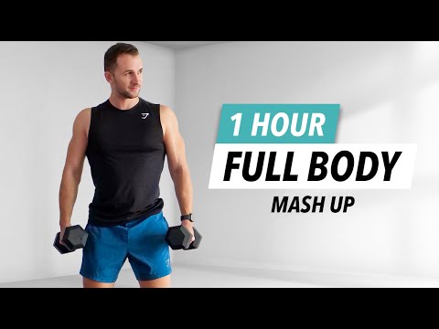 1 HOUR FULL BODY DUMBBELL WORKOUT at Home | Burn 1000 Calories [Strength & Conditioning]