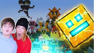 GEOMETRY DASH CUBE IN MINECRAFT! ⬛✨ | Ima and Jessy screenshot 3