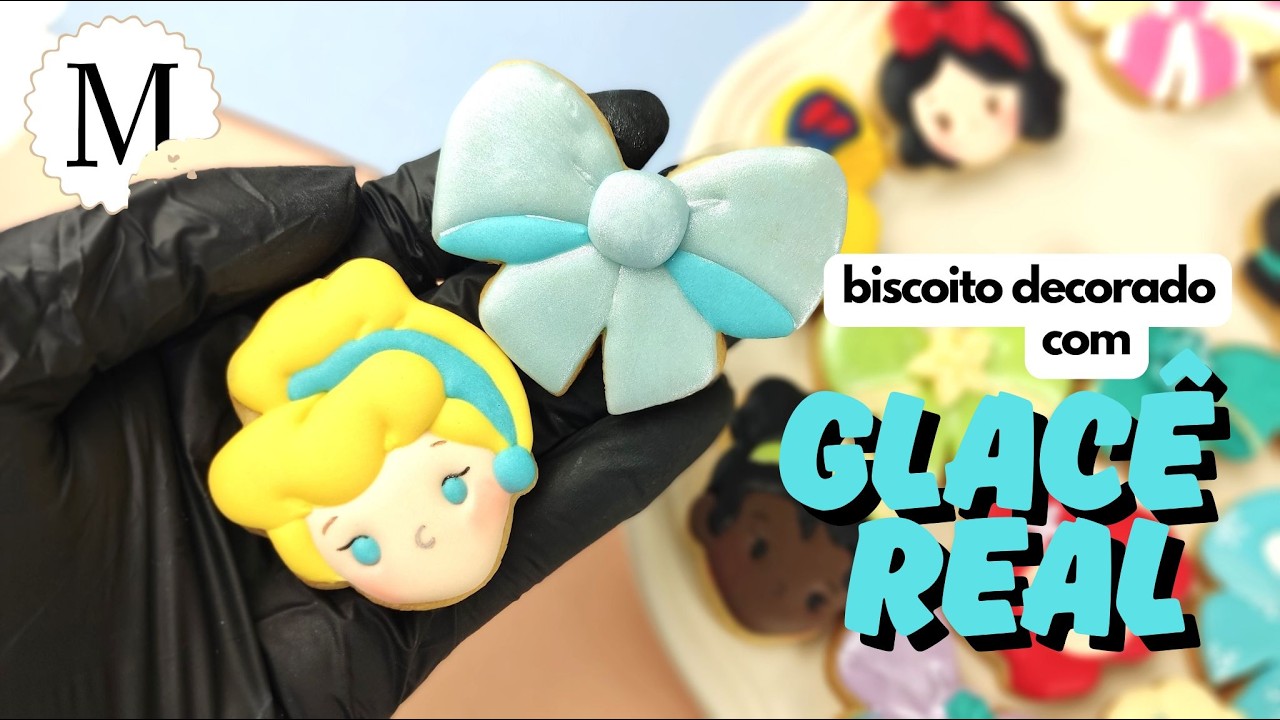 Cinderela princesa disney biscoito decorado glace real sugarcookies royalicing bolacha