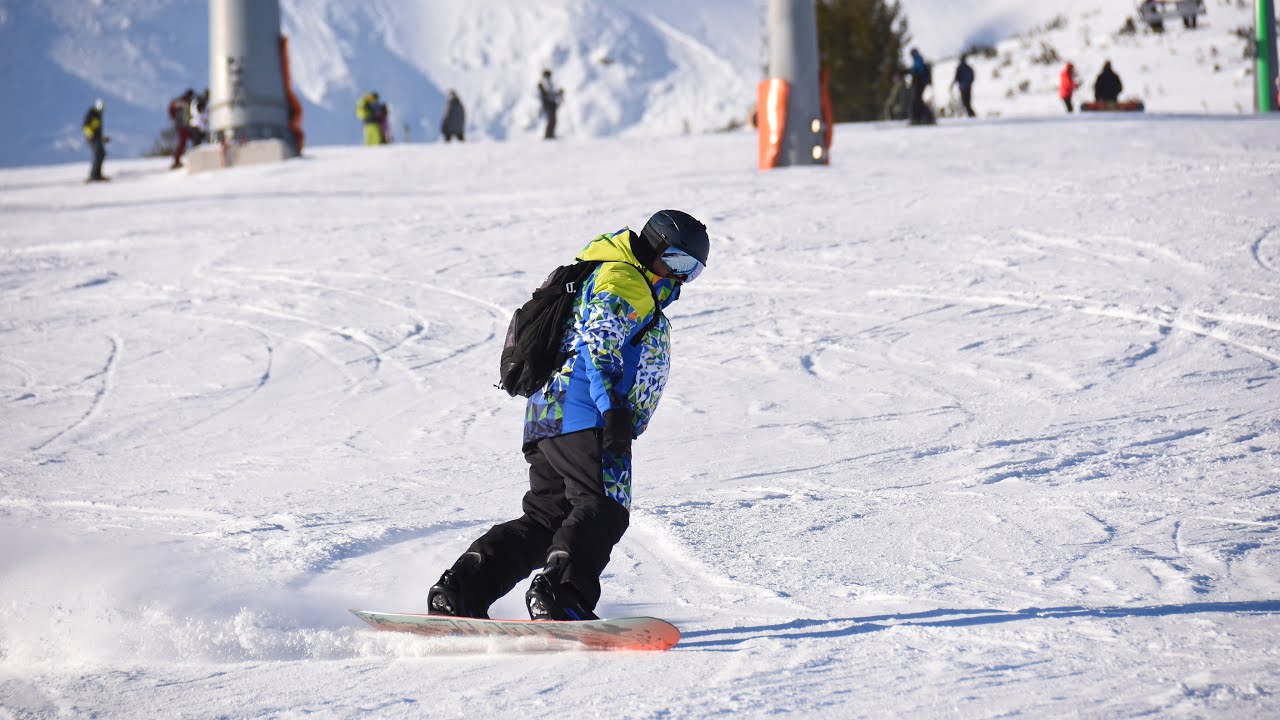 Snowboarding in Val Thorens, in the French Alps (2026), slopes Cairn and Cumin