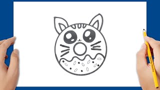 Comment dessiner un donut chaton kawaii | Dessins mignons et faciles