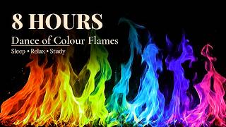 Dance of Colour Flames 🔥 8 Hours of Rainbow Fire & Soft Wind for Sleep, Relaxing & Study screenshot 4