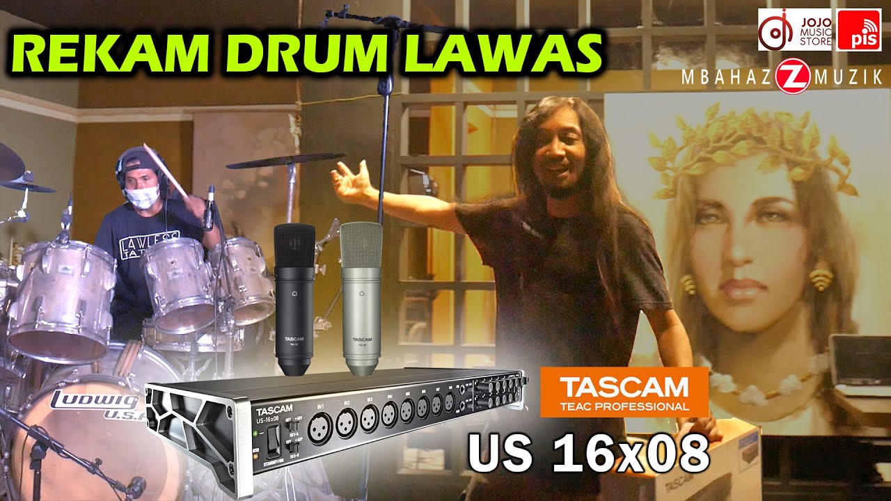 REKAM DRUM LAWAS pakai soundcard TASCAM US-16x08 dan mic TASCAM TM-80