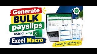 Create I Generate bulk PDF payslip & send email Automatically-Excel Macro I VBA Payroll