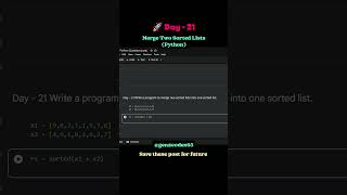 🚀 Day 21 – Merge Two Sorted Lists (Python)