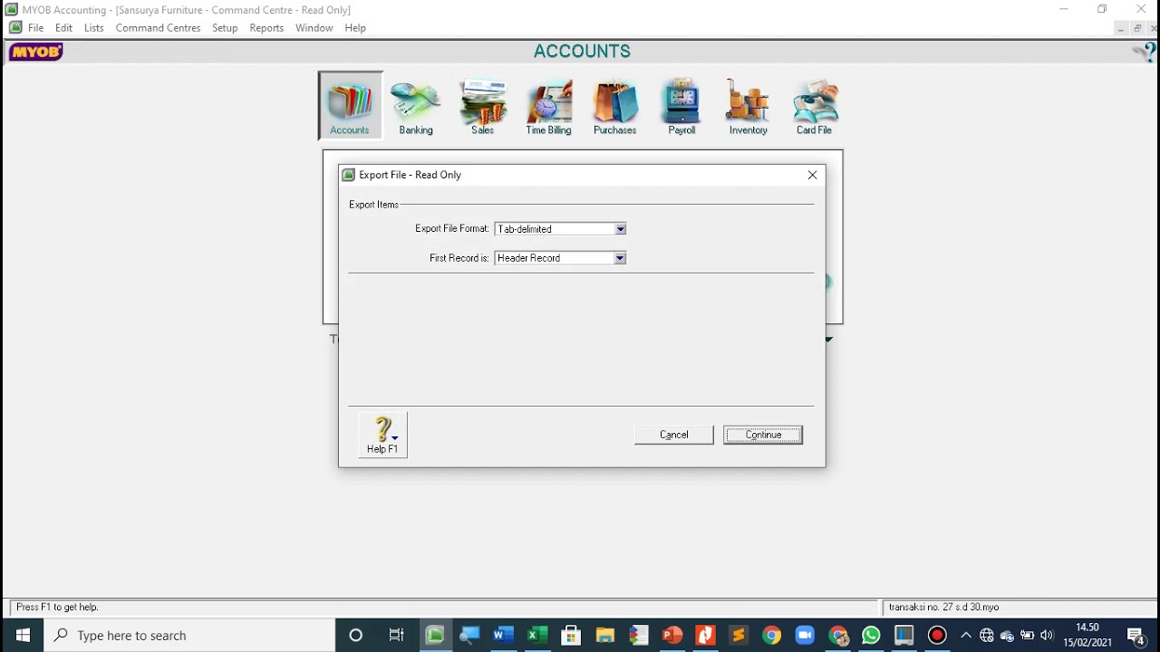 18. Setting untuk file MYOB yang sudah expired (masa trial-nya sudah