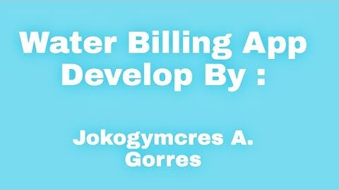Water Billing App Demo