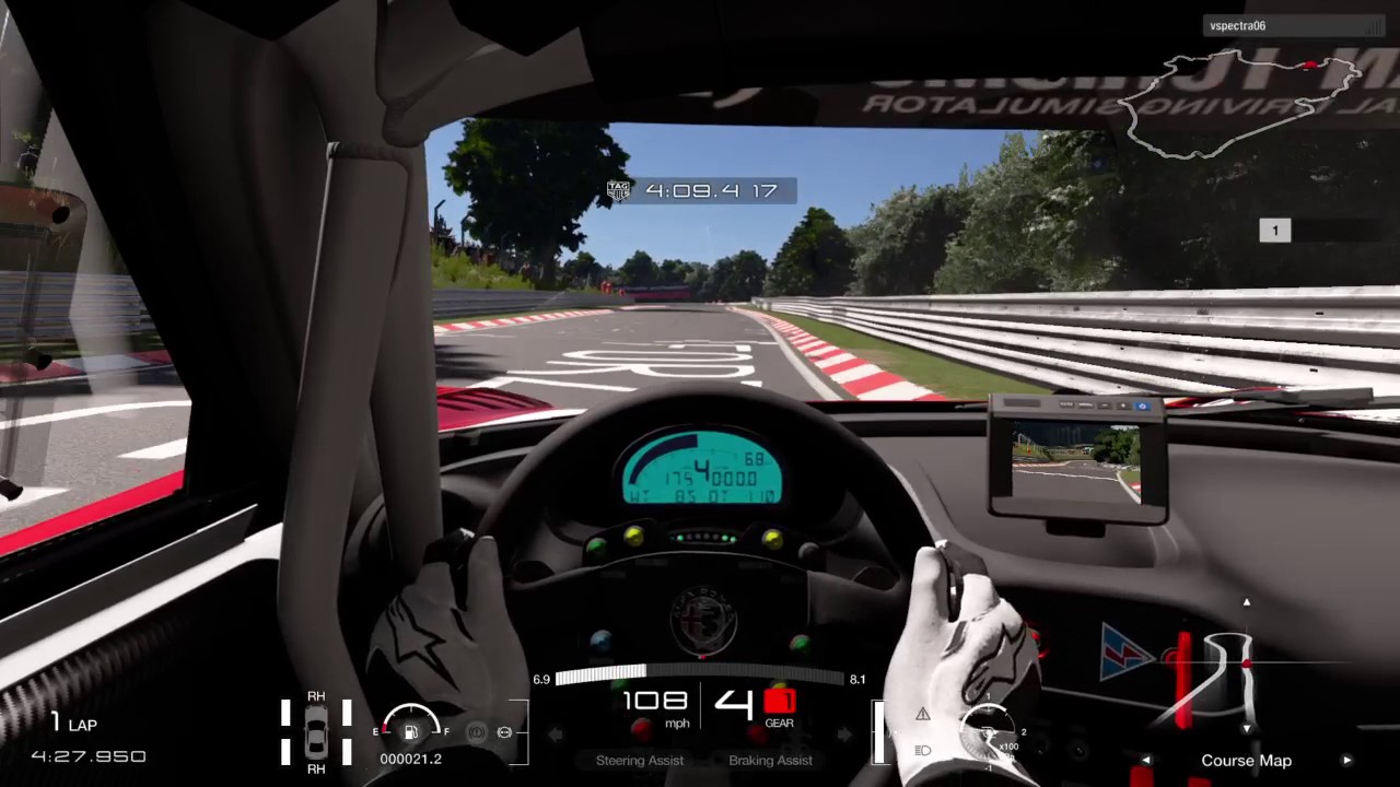 Gran Turismo Sport Alfa Romeo 4C Nurburgring Lap Cockpit - YouTube