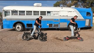EUY Folding Ebike vs Varla Electric Scooter Shootout!  Which One is Better In a RV?