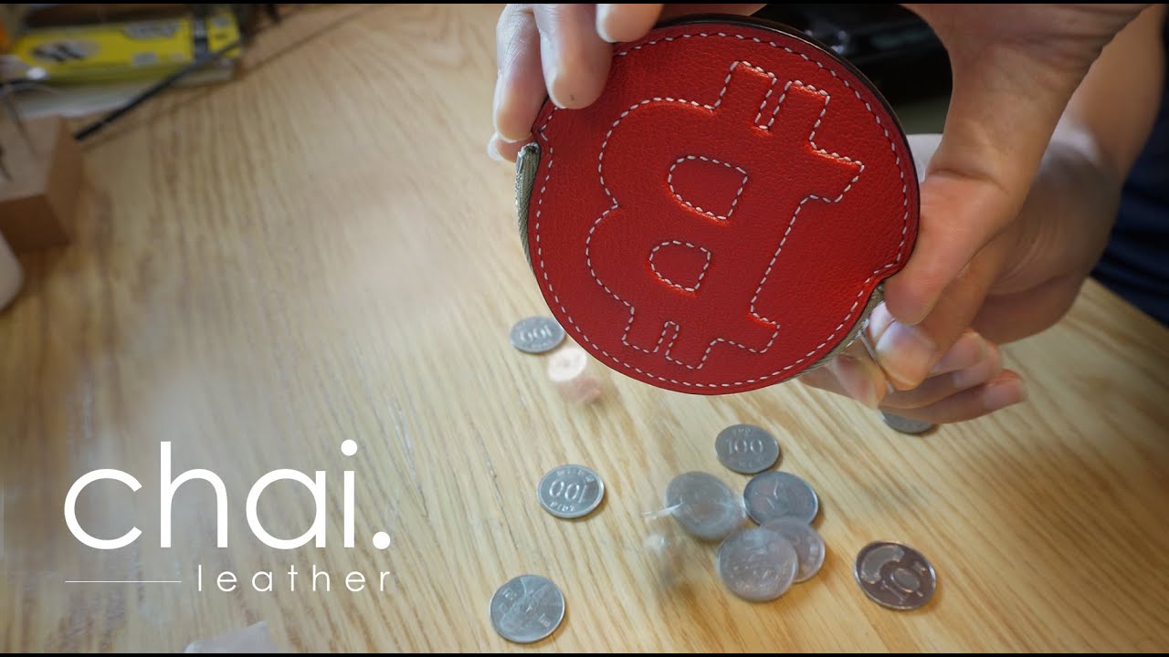 A coin case with embossed bitcoin logo/비트코인 로고 동전지갑_making video_leather  craft/가죽공예