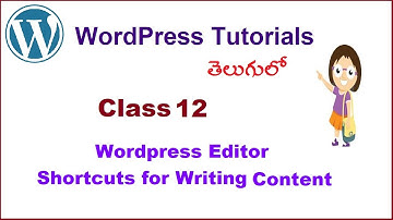 WordPress Editor Shortcuts for Writing Content Telugu | VLR Training Class 12