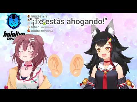 Inugami Korone y Ookami Mio - ASMR "tomando agua." [Sub Español] [Hololive] [Vtuber] [Chica anime]