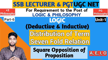 Logic, Distribution of Terms and Seven Fold Relation of Proposition, SSB PGT Philosophy