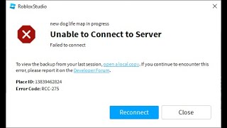 Roblox Studio Error RCC-275