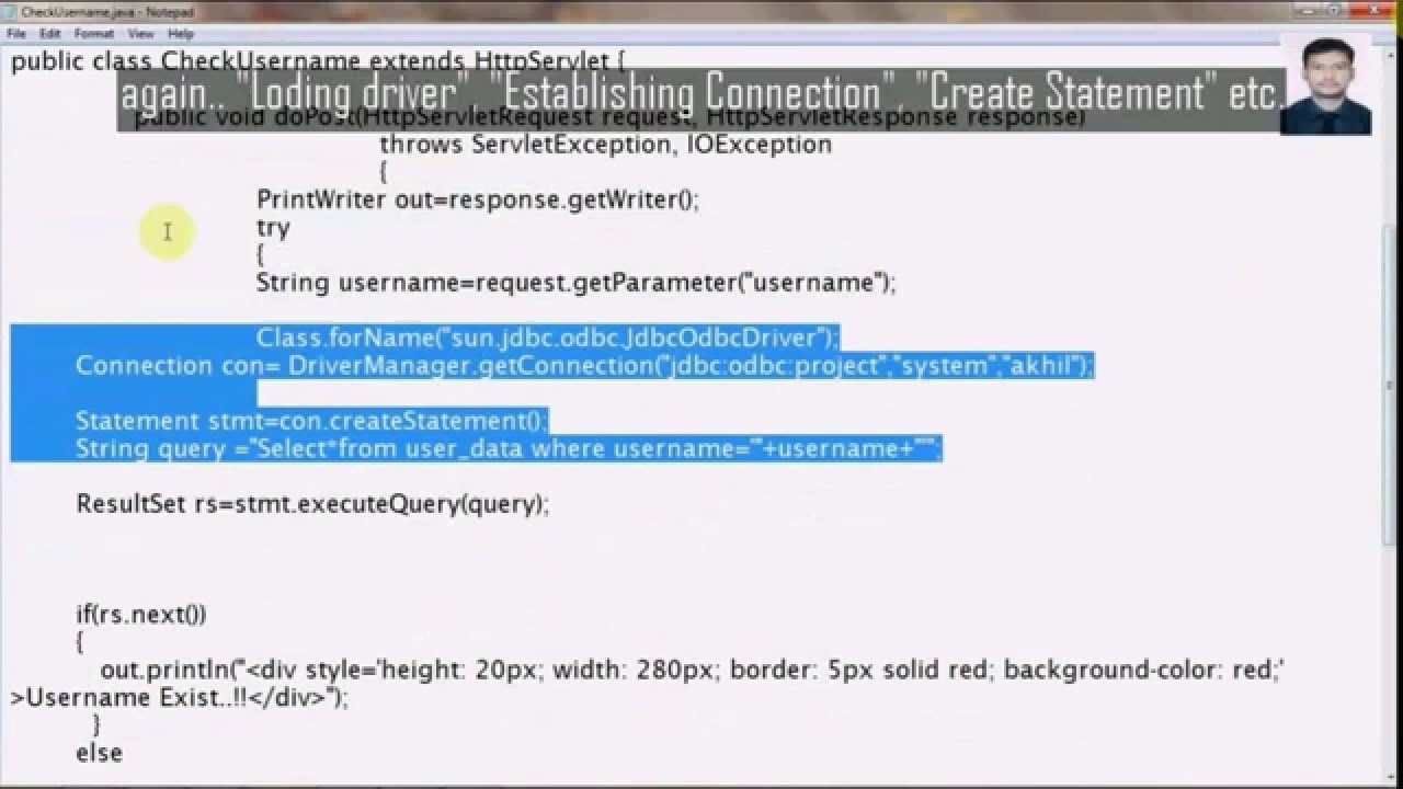 How to make a java web Project (Easy Way) (Step-7 CheckUsername java 5